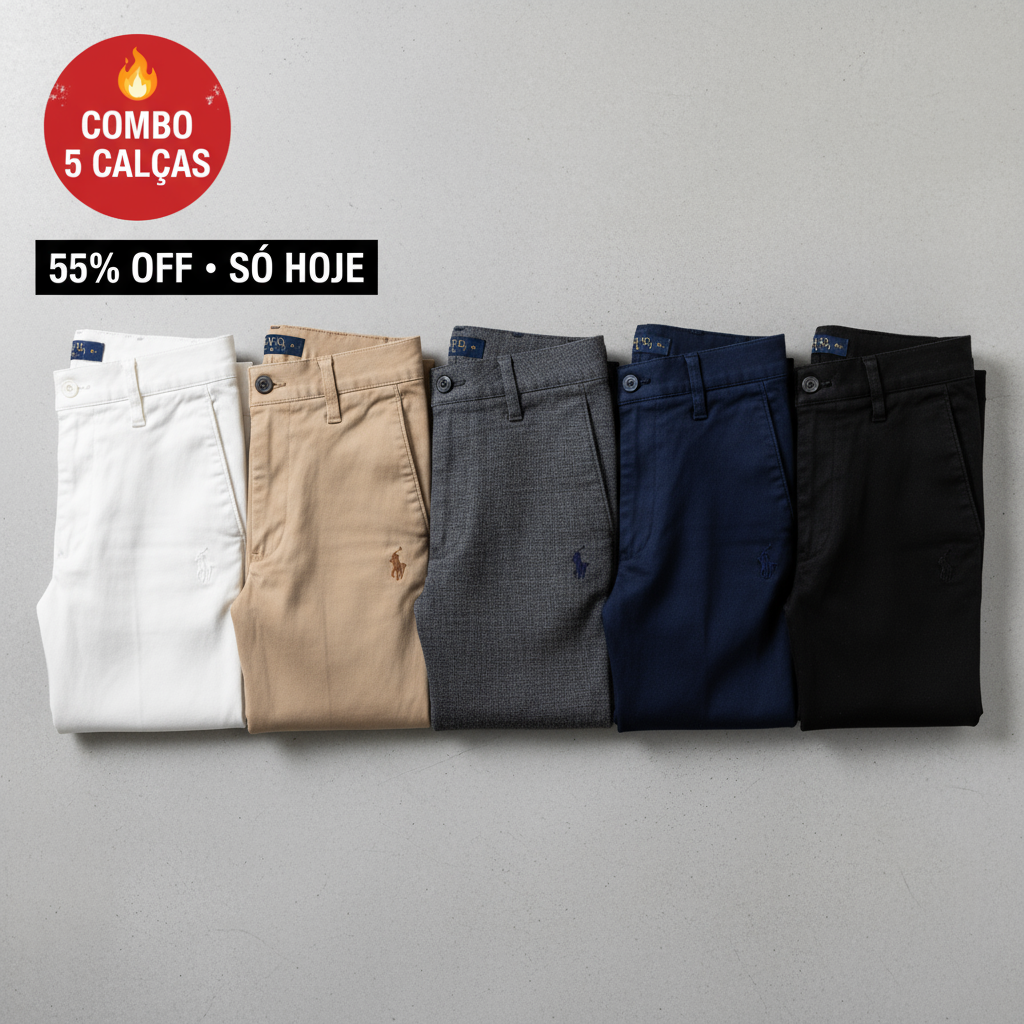 Calça Sarja Premium Retrô Masculina RPL - Kit 5 Unidades