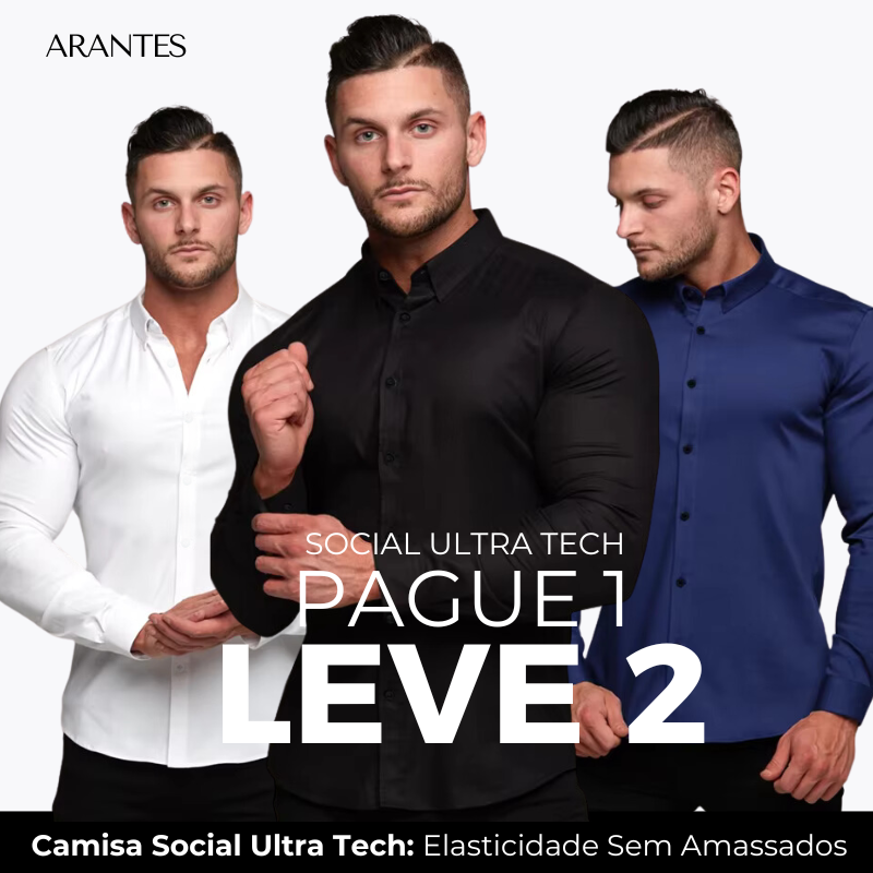 (Compre 1 Leve 2) Camisa Social Italian Ultra Tech Anti amassados +RELÓGIO DE BRINDE!