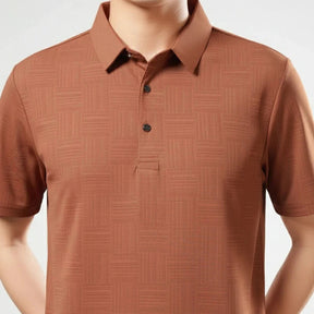 [Leve 5, Pague Só 3] Camisa Polo Mazano Masculina em Poliéster e Spandex com Textura Geométrica e Botões Metálicos + BRINDES