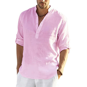 Blusa Casual Masculina de Linho de Algodão