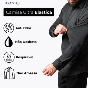 (Compre 1 Leve 2) Camisa Social Italian Ultra Tech Anti amassados +RELÓGIO DE BRINDE!